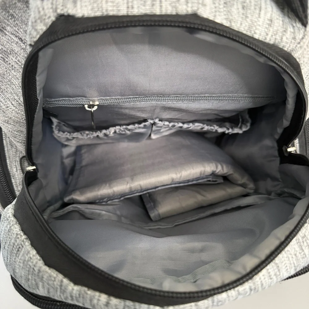 Eddie Bauer Rainier Back Pack Diaper Bag in gray and black.